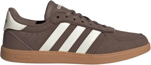 adidas Women's Breaknet Sleek Schuh - Earth Strata/Off White/Gum 39 1/3 - Herrenmode mit regulärer Passform, stylischem Leder-Obermaterial und perforiertem Vorfußbereich für optimale Atmungsaktivität.