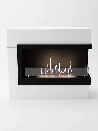 GLOW FIRE Ethanol Kamin Halden MINI - Bioethanol Standkamin für gemütliche Atmosphäre - Gel- & Ethanol-Kamine mit 3 h Brenndauer und über 2 kW Heizleistung, ideal für rauchfreies Heizen ohne Schornstein. Hochwertige Holz-Fassade für moderne Eleganz.