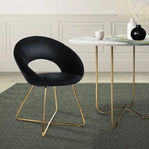 ML-DESIGN Samtstuhl mit goldenen Metallbeinen - Eleganter Esszimmerstuhl aus schwarzem Samt mit stilvollen Metallbeinen, ideal für modernes Wohnen und gemütliche Abende.