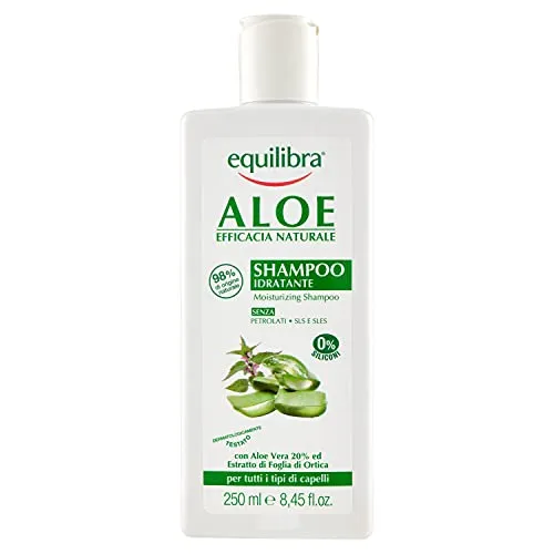 Equilibra Champu Alore Moisturizing 250 - Feuchtigkeitsspendendes Shampoo für alle Haartypen, mit 20% Aloe Vera und Hyaluronsäure. Reinigt sanft und bringt die Kopfhaut ins Gleichgewicht. Ideal für die ganze Familie!