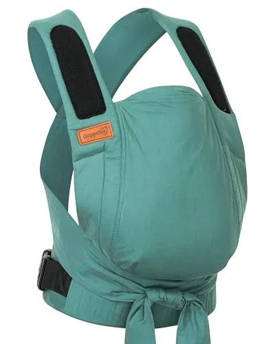 Hoppediz Babytrage Bondolino b.pure Design all green - Babytragen für Neugeborene bis Kleinkinder, ergonomische M-Position für gesunde Hüftentwicklung, hoher Tragekomfort durch verstellbare Schultergurte und Hüftgurt.