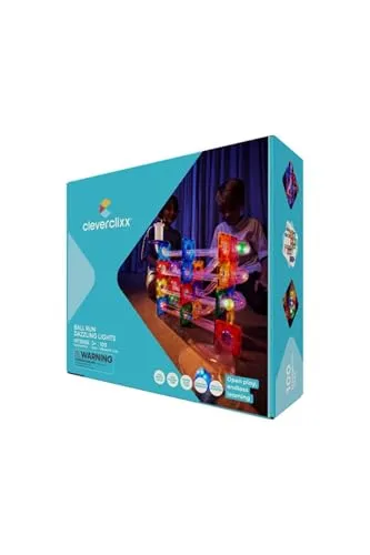 Cleverclixx Kugelbahn-Lichteffekt-Bausatz - Magnetbausteine für kreative Kids: 100 Teile in knalligen Farben, erweiterbar und robust für endlosen Spielspaß und kreative Bauprojekte.