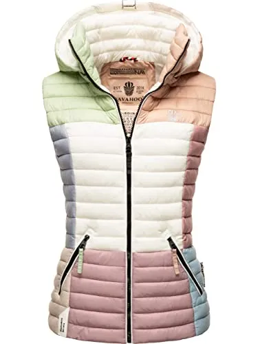 Navahoo Damen Steppweste Shadaa - Leichte Colourblocking-Weste mit Abnehmbarer Kapuze - Funktionsjacken für die Übergangszeit - Modische, wasserabweisende Weste mit abnehmbarer Kapuze, ideal für Spaziergänge und Freizeitaktivitäten.