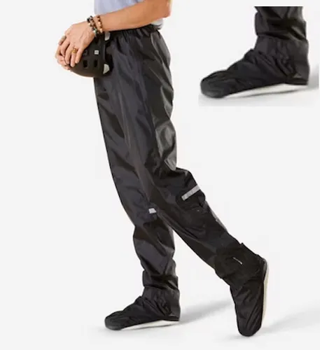 Regenhose mit Fußschutz Decathlon Wasserdicht Winddicht Unisex Überhose Gr L 143