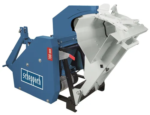 Scheppach Wippsäge KWZE7 - Brennholzsäge mit Hybridantrieb - Kreissäge mit 700 mm Sägeblattdurchmesser, ideal für effizientes Schneiden von Holz, ausgestattet mit bürstenlosem Motor und 400V Zapfwelle für kraftvolle Leistung.