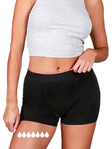 Taynie Shorts Ultra stark Periodenunterwäsche Starke Blutung - Periodenwäsche - Menstruationsunterwäsche - Periodenslip - ersetzt 8 Tampons, Tragedauer bis 12 Std, waschbar bis 60°C (40, Schwarz)