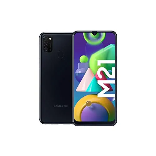 Samsung Galaxy M21 Android Smartphone ohne Vertrag, 3 Kameras, großer 6.000 mAh Akku, 6,4 Zoll Super AMOLED Display, 64 GB/4 GB RAM, Handy in schwarz, deutsche Version