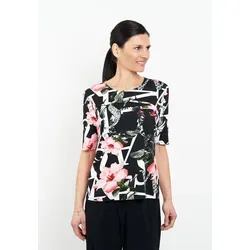 Seidel Moden T-Shirt Sommershirt mit floralem Muster - MADE IN GERMANY schwarz 42 EU