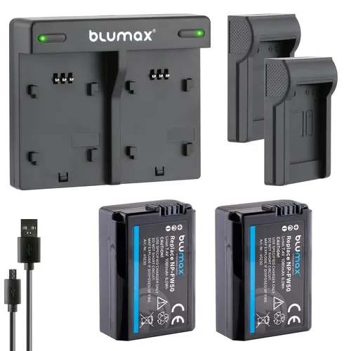 2x Akku + Lader für Sony NP-FW50 Alpha  6500 7 II 7R 7S  NEX 7 RX10 1080 mAh