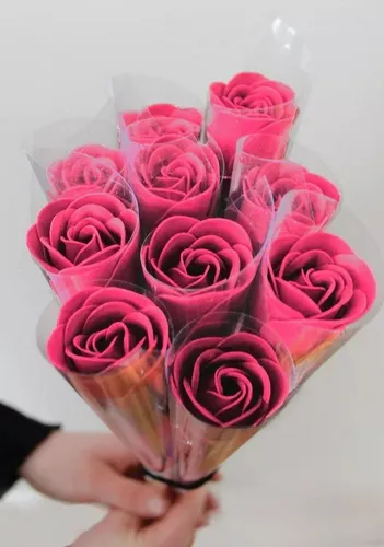 ACCENTRA Badezusatz Baderosen Strauß » Set 10 x Bade Rosen » Badekonfetti mit Rosen Duft, 1-tlg., » Seifenrosen » Blumenstrauß