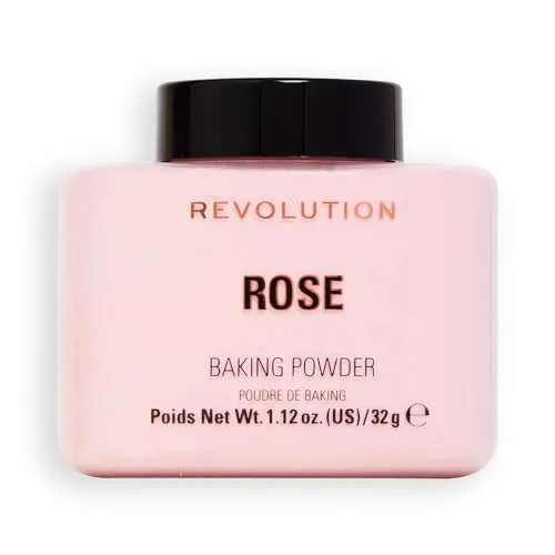 Revolution Beauty London, Loose Baking Powder, Prolongs Makeup Wear, Brightening Setting Powder, For All Skin Tones, Rose, 32g