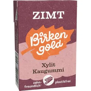 Birkengold Kaugummis Natur, Zimt, zur Zahnpflege, zuckerfrei, Schachtel mit 20 Dragees