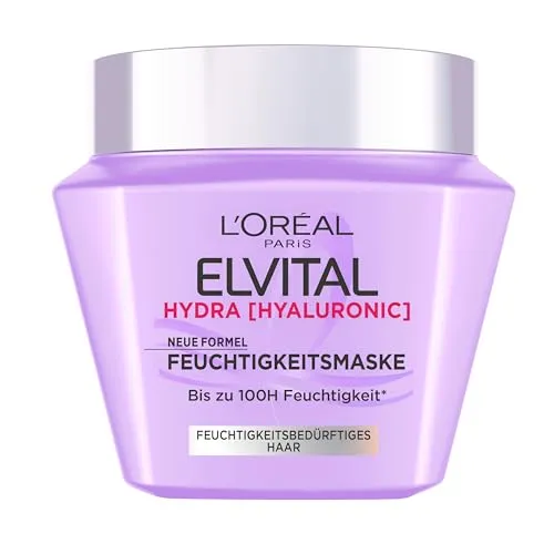 L'ORÉAL PARIS Haarmaske ELVITAL HYDRA MASKE - Intensive Haarmaske für feuchtigkeitsbedürftiges Haar, mit Hyaluronsäure für langanhaltende Feuchtigkeit. Ideal zur täglichen Anwendung, um das Haar weich und geschmeidig zu halten.