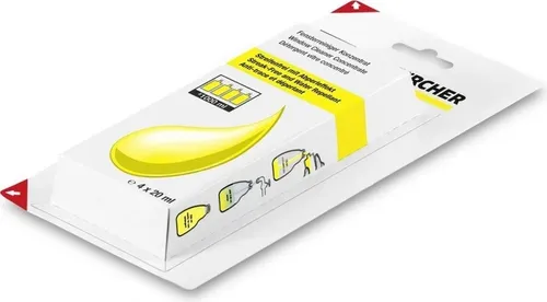 Kärcher Fensterreiniger Konzentrat 4 x 20 ml – Streifenfreie Reinigung - Effektives Glasreiniger Konzentrat für WV, entfernt mühelos hartnäckige Verschmutzungen und sorgt für streifenfreie Sauberkeit. Angenehmer Duft für ein frisches Raumklima.