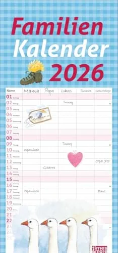 times&more Schaffner Familienplaner 2026: Schöner Familien-Kalender, liebevoll gestaltet von der bekannten Grafikerin. Wandkalender für Familien, ... praktisch! times&more (Familienplaner Heye)