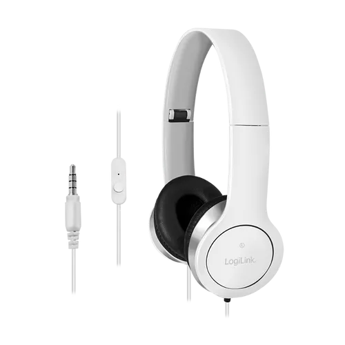 PC Headset Stereo Mikrofon Kopfhörer Smartphone Handy Computer Laptop Weiß 3,5mm