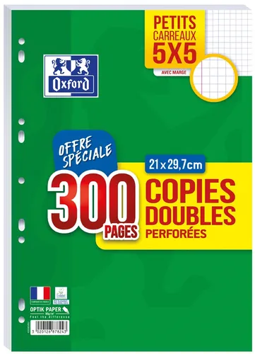 Oxford Kanzleipapier perforiert DIN A4 kariert 5 x 5 200 Blatt + 100 GRATIS