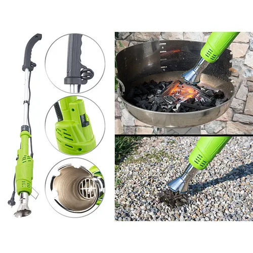 Royal Gardineer Unkrautbrenner: 3in1 Elektrischer Unkrautvernichter - Unkrautvernichter mit 2 Hitzestufen bis 600 °C, ideal zum schnellen Entfernen von Unkraut und Anzünden von Grillkohlen. Ergonomisches Design für komfortables Arbeiten.