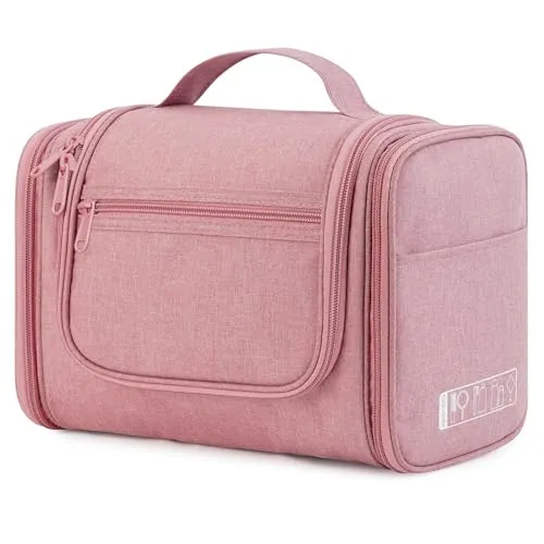 WANDF Groß Waschtasche, Kulturtasche zum Aufhängen für Damen, Kulturbeutel Herren Gross, Waschbeutel für Camping Reisen für Kinder Frauen Mann (Dunkelpink)