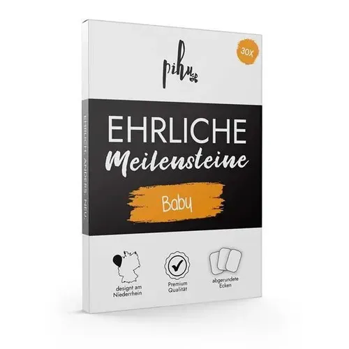 Pihu Ehrliche Meilensteinkarten - 30 kreative Momente für Schwangerschaft und Babyzeit - Entdecke 30 ehrliche Meilensteinkarten für unvergessliche Erinnerungen. Robustes 400g Papier, abgerundete Ecken für Sicherheit und viel Platz für persönliche Notizen!