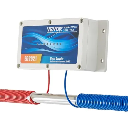 VEVOR Salzfreier Wasserentkalker 25GPG - Wasserfilter für Haushalte, effektiv bis 25 GPG, sorgt für kalkfreies Wasser ohne Salz, energiesparend mit nur 1,8 W.
