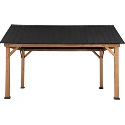 Sunjoy Zedernholz Gazebo/Pavillon 3x4 TÖDI - 336cm x 400cm - Pavillon & Partyzelte: Hochwertiger Hardtop Pavillon aus Zedernholz mit rostbeständigem Dach, ideal für entspannte Stunden im Freien. Wetterfest und UV-beständig für ganzjährigen Genuss.