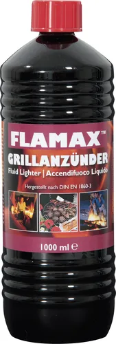 Grillanzünder flüssig 1 L - Effektiver Grill Anzünder - Holz & Kohle, 1000ml Inhalt, ideal für müheloses Anzünden von Grill und Kamin mit paraffinierten Kohlenwasserstoffen.