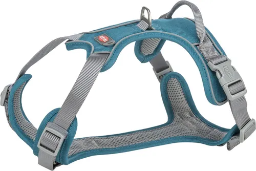 Trixie Premium Active Geschirr petrol, Größe: L - Hundegeschirr für sportliche Aktivitäten, atmungsaktiv und schnelltrocknend. Mit verstellbaren Gurten und Haltegriff für optimale Kontrolle. Ideal für Outdoor-Abenteuer mit Ihrem Hund.