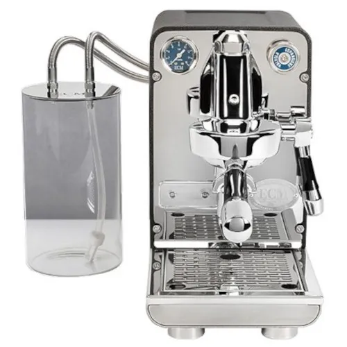 ECM Puristika Edelstahl/Anthrazit mit Vibrationspumpe - Siebträgermaschine für perfekten Espresso, kurze Aufheizphase und individuelle Brühdruckeinstellung für Barista-Qualität zu Hause.