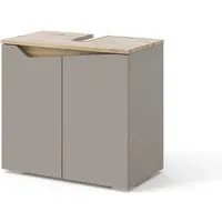 Vicco Waschbeckenunterschrank Marelle, 60 cm - Greige/Artisan-Eiche - Waschbeckenunterschrank mit 2 Scharniertüren, ideal für kleine Bäder. Der moderne Greige-Farbton kombiniert mit Artisan-Eiche bringt Stil in Ihr Zuhause.