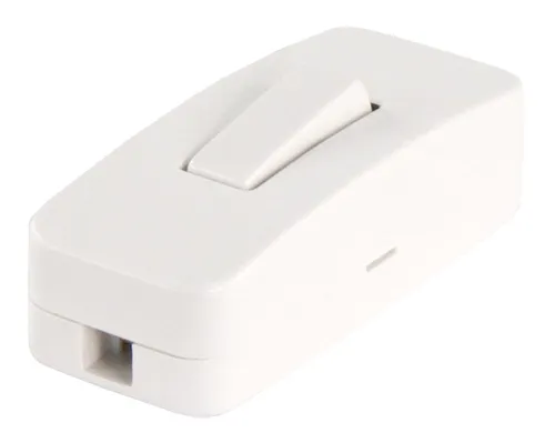 Schnurschalter 250V / 2A - Weiß - Praktischer Schnurschalter für Flachkabel, max. 250 V / 2 A, ideal für flexible Lichtsteuerung in Ihrem Zuhause.