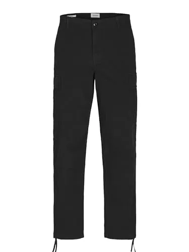 JACK & JONES Herren Cargohose JPStace JJTucker AMA Noos, Schwarz - Wanderhosen mit regulärer Passform, bieten ein angenehmes Tragegefühl und eine weiche Haptik für optimalen Komfort bei Outdoor-Aktivitäten.