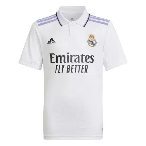 adidas Real Madrid Jungen Trikot Saison 2022/23 - Offizielles Heimtrikot aus atmungsaktivem, recyceltem Polyester, ideal für junge Fans, um umweltbewusst und stylisch ihre Mannschaft zu unterstützen.