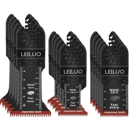 LEILUO 15-teiliges Multitool Sägeblatt Set Extra Lange Sägeblätter mit Japan-Verzahnung für Schnelle & Saubere Holzschnitte Langlebige CRV Klingen Kompatibel mit DeWalt Makita Milwaukee & Mehr