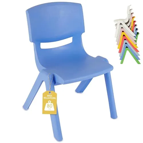 BIECO Stuhl - Kinderstuhl bis 80 kg, stapelbar & kippsicher - Stühle, ideal für Kinder, sicher und stabil mit einer Belastbarkeit von bis zu 80 kg, perfekt für den Einsatz zu Hause oder im Kindergarten.