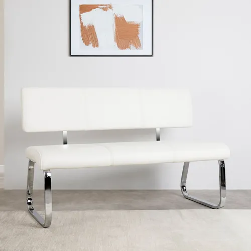 IDIMEX Essbank VILAS - Gepolsterte Essbank für 3 Personen - Essbänke mit eleganter Rückenlehne aus Kunstleder in Weiß, ideal für gemütliche Essbereiche und ansprechende Einrichtung.