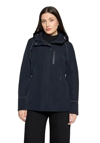 Outdoorjacke GIL BRET für Damen, Größe 42, schwarz navy - Leichte Outdoorjacke aus 100% Polyester mit Kapuze, ideal für frische Luft oder den Arbeitsweg. Praktische Eingrifftaschen und stilvolles Markenlabel runden den Look ab.