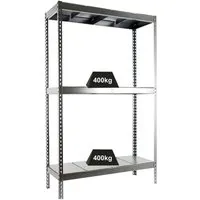 PROREGAL® Schwerlastregal Yeti Three, 200x120x45cm - Hochwertiges Schwerlastregal mit 3 verstellbaren Stahlböden, Traglast von 400kg pro Ebene, ideal für Werkstatt und Lager, schnell montierbar dank Stecksystem.