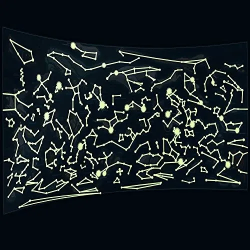 Leuchtendes Poster Sternenhimmel für Kinder-Zimmer mit phosphoreszierenden Sternzeichen unserer Galaxie; Lässt nachts alle Sterne erleuchten; XXL Größe 100 x 44 cm Fluoreszierender Sternenhimmel