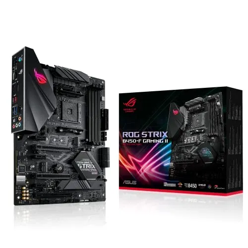 Asus ROG Strix B450-F Gaming II Mainboard AM4 (ATX) - Hochwertiges AM4-Mainboard für AMD Ryzen, ausgestattet mit dualen M.2-Anschlüssen und USB 3.1 für blitzschnelle Datenübertragung. Ideal für Gaming-Enthusiasten.