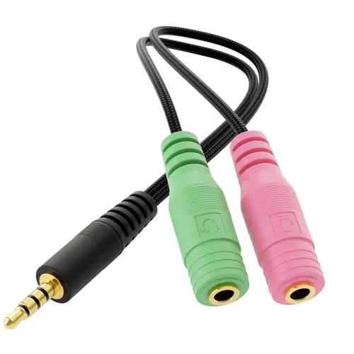 Kopfhörer Headset Splitter Adapter Audio Klinken Y Verteiler Kabel Stereo TRRS