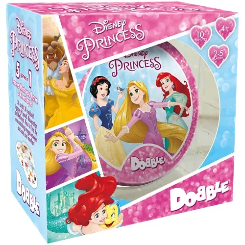 Asmodee Dobble Disney Princess - Kartenspiel für Kinder - Deckkartenspiele: Schnelles und spannendes Spiel für 2-8 Spieler, fördert Beobachtungsgabe und Reflexe, ideal für Disney-Fans ab 6 Jahren.