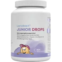 Lactobact Junior Drops 180 ST - Nahrungsergänzungsmittel für Kinder von 3-12 Jahren, unterstützt die Darmgesundheit mit 2 Milliarden Bakterienkulturen pro Tagesdosierung und schmeckt natürlich nach Orange.