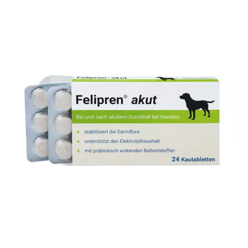 Felipren akut Kautabletten für Hunde - 24 stk, effektive Unterstützung bei Durchfall mit 3-fach-Effekt für eine gesunde Darmflora