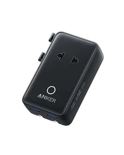 Anker Nano Reiseadapter 5-in-1 - Internationale Netzadapter mit universeller Steckerkompatibilität, ideal für Reisen in über 200 Ländern. Lade bis zu 4 Geräte gleichzeitig und genieße das kompakte Design, 43% kleiner als vergleichbare Modelle.