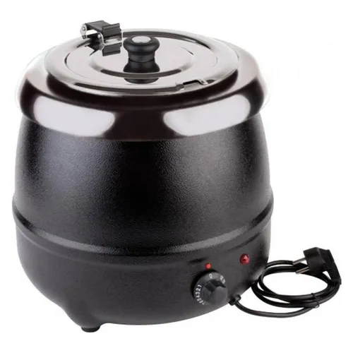 APS Elektrischer Suppentopf Ø 32 cm, 9 Liter - Ideal für Buffets - Kochtöpfe mit 400 Watt Leistung, entnehmbaren Edelstahlbehälter und 8 magnetischen Beschriftungskarten für eine optimale Präsentation und einfache Reinigung.