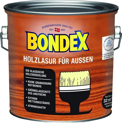 Bondex Holzlasur für Außen 2,5 L Kiefer – Wetterbeständig und schützend - Holzpflege, Holzversiegler & Holzöl – Schützt Ihr Holz effektiv vor Witterungseinflüssen und sorgt für einen langlebigen, natürlichen Look.
