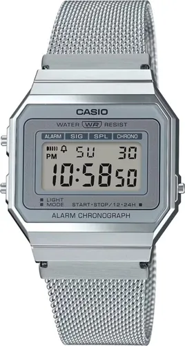 Casio A700WM-7A Super Slim Digital Vintage Watch - Armbanduhren für Unisex mit elegantem Edelstahl-Mesh-Band, täglichem Alarm und wasserdichtem Gehäuse – ideal für stilbewusste Zeitmesser.