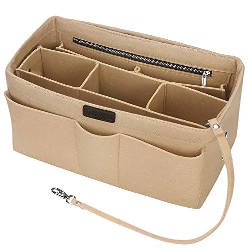 Betoores Taschenorganizer Filz Innentaschen für Handtaschen, Bag in Bag Organizer Innentaschen für Speedy 35 und LV Neverfull MM,Beige - L
