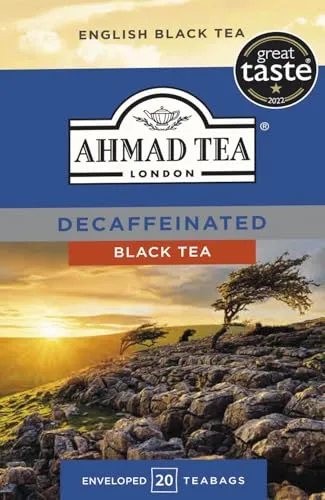 Ahmad Tea Black Tea Decaffeinated - Entkoffeinierter schwarzer Tee - Schwarztee – 20 Teebeutel